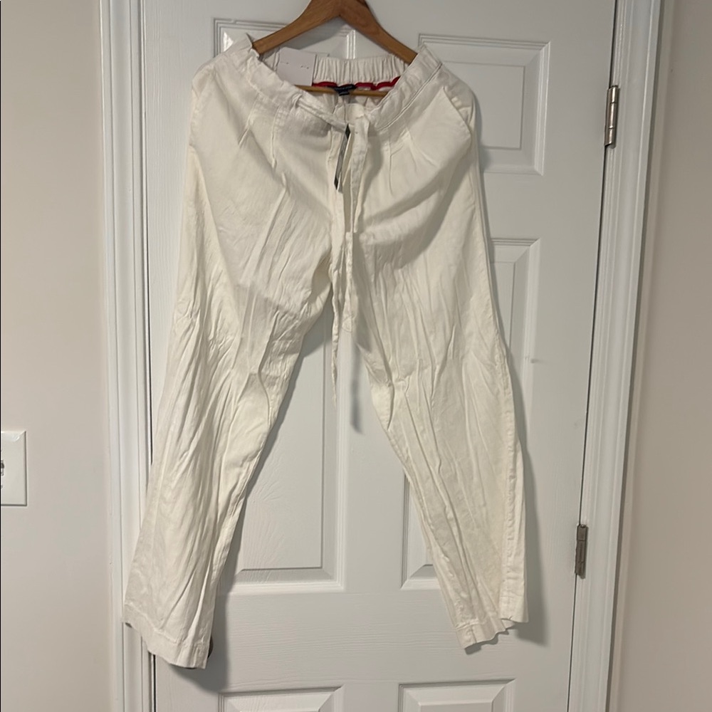 Tommy Hilfiger Women's Cream Linen Like Pants